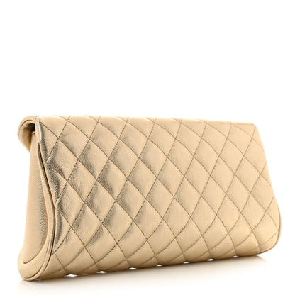 Chanel Metallic Lambskin Quilted Fold Up Again Clutch Gold 3 of 10