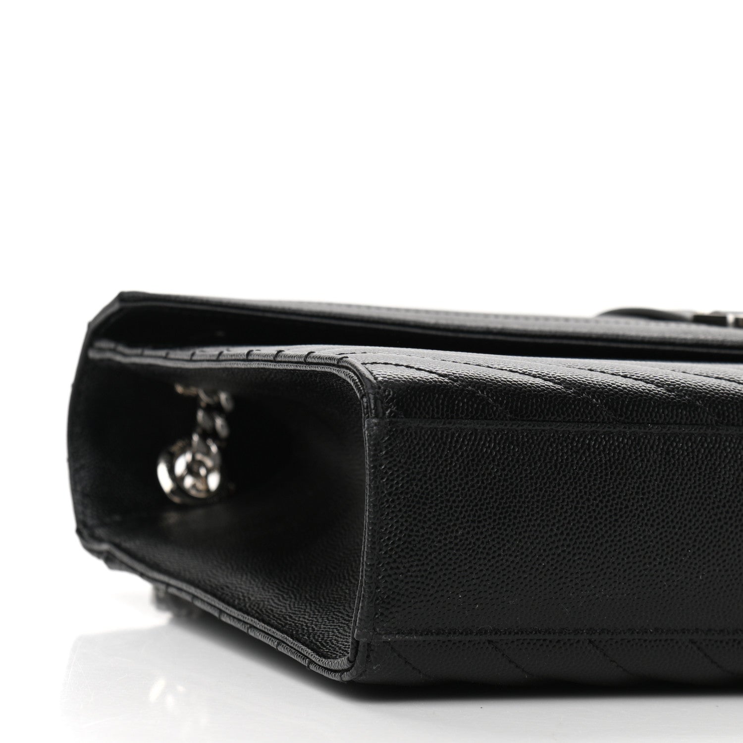 Saint Laurent Grain De Poudre Matelasse Chevron Large Monogram Satchel Black 8 of 9