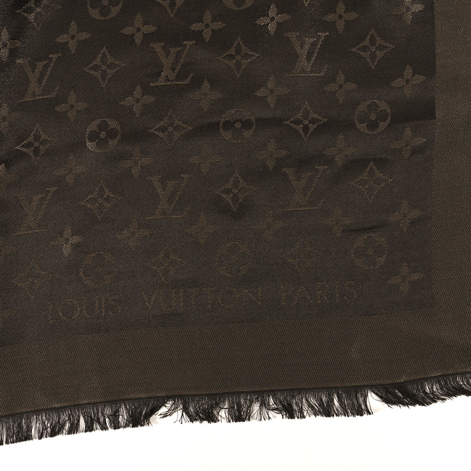 Louis Vuitton Silk Lurex Wool Monogram Shine Shawl Marron 2 of 3