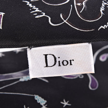 Christian Dior Silk L'Hiver Mitzah Scarf Black 3 of 9