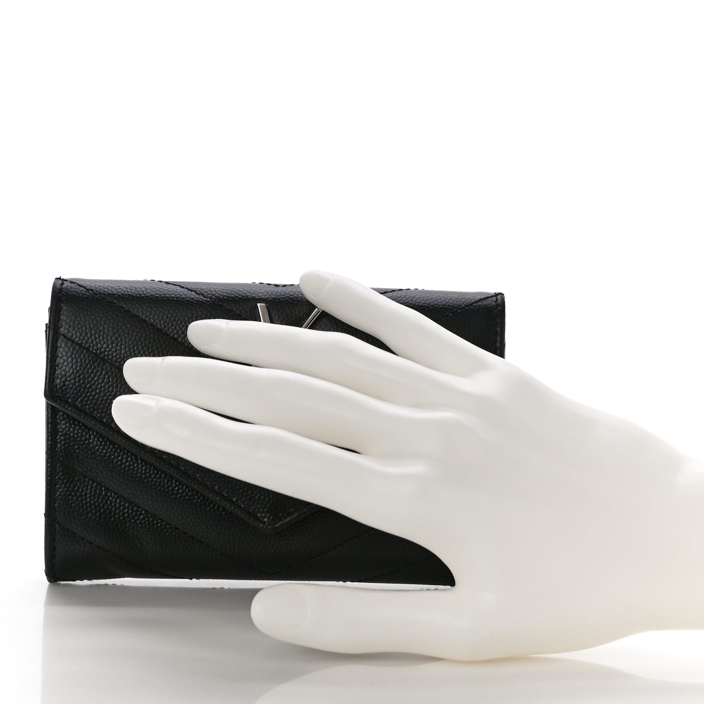 Grain De Poudre Matelasse Chevron Small Monogram Envelope Wallet Black