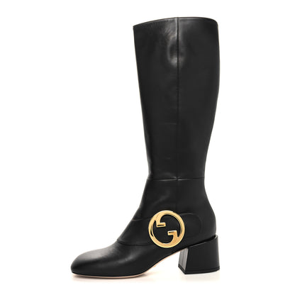 Gucci Nappa GG Blondie 55mm Knee High Boots 39 Black 1 of 8