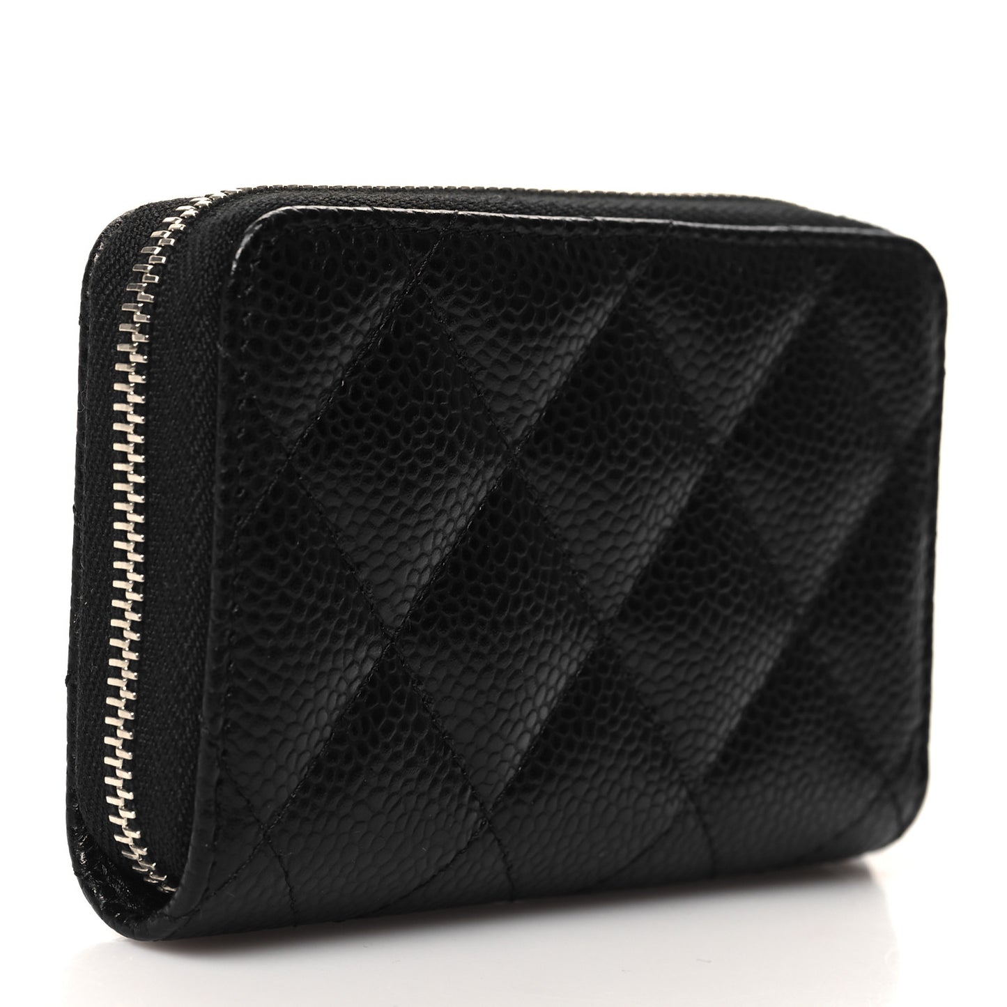 Caviar Quilted Zip Coin Purse Black