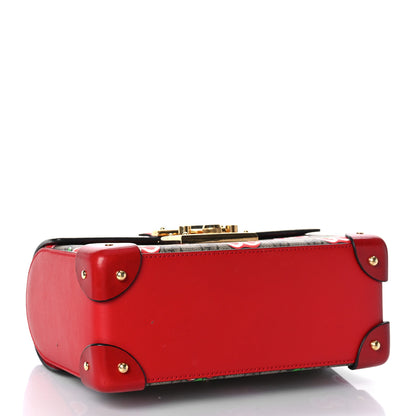 Gucci GG Supreme Monogram Apple Small Padlock Bamboo Shoulder Bag Beige Multicolor Lobster Red 4 of 9