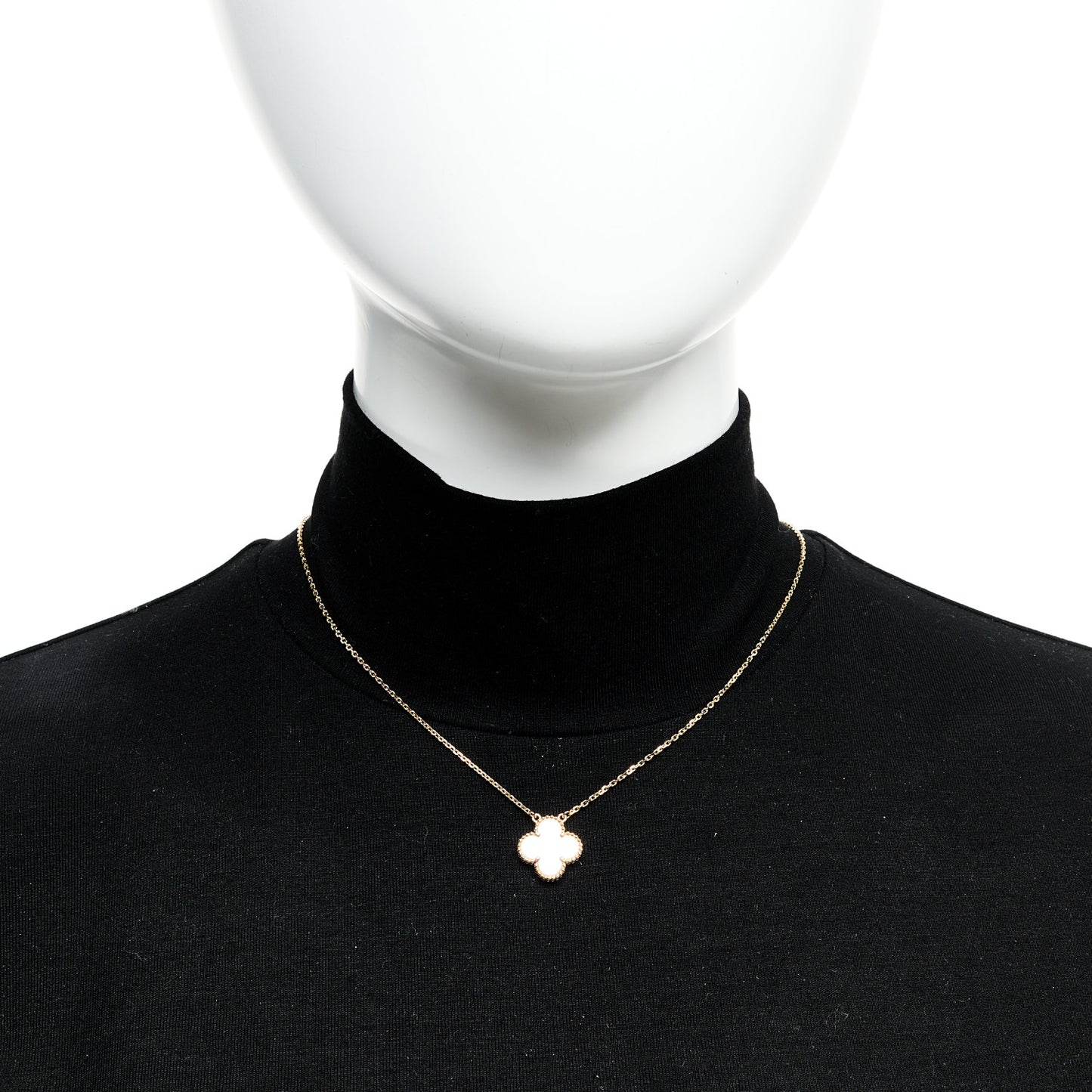 18K Yellow Gold Mother of Pearl Vintage Alhambra Pendant Necklace
