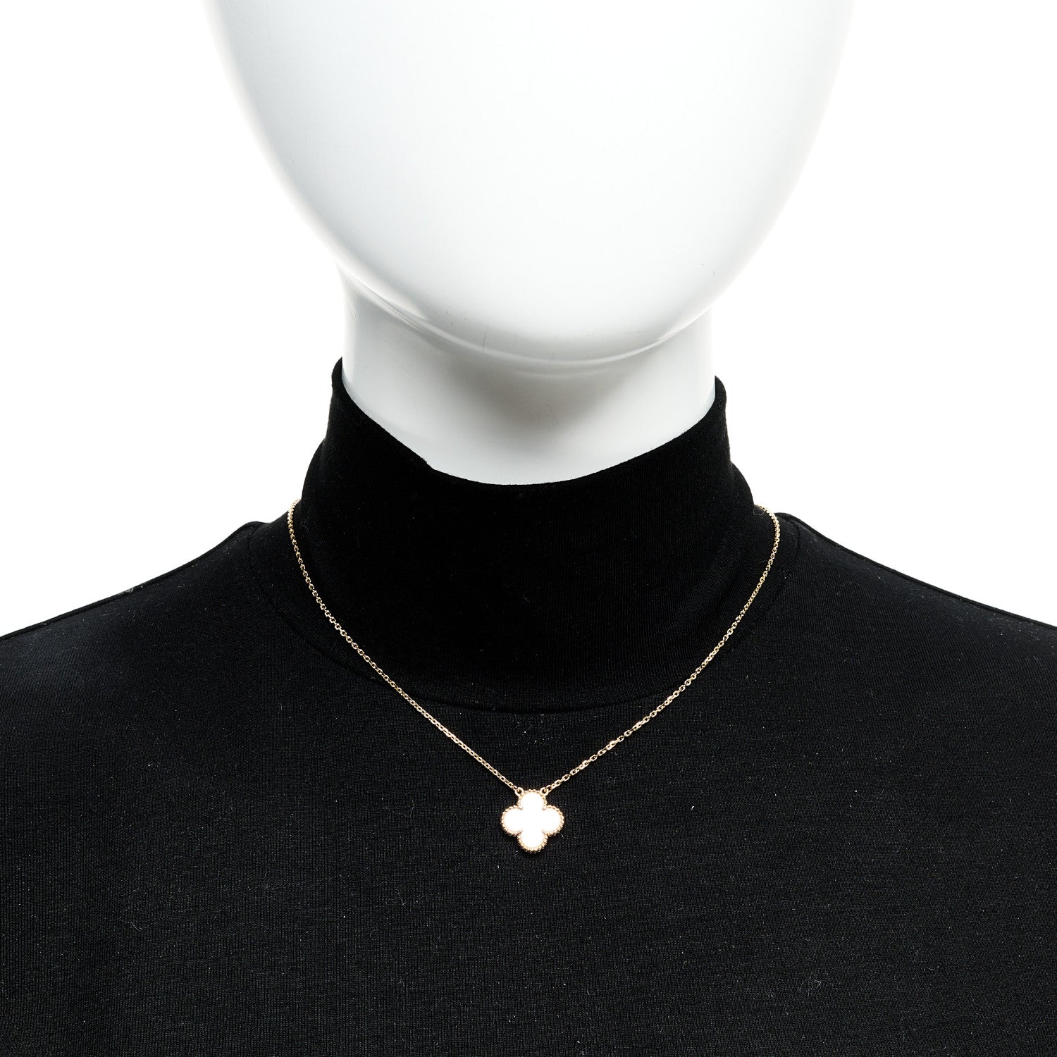 Van Cleef & Arpels 18K Yellow Gold Mother of Pearl Vintage Alhambra Pendant Necklace 2 of 6