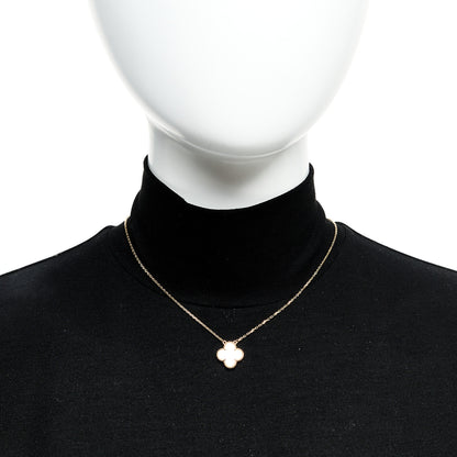 Van Cleef & Arpels 18K Yellow Gold Mother of Pearl Vintage Alhambra Pendant Necklace 2 of 6