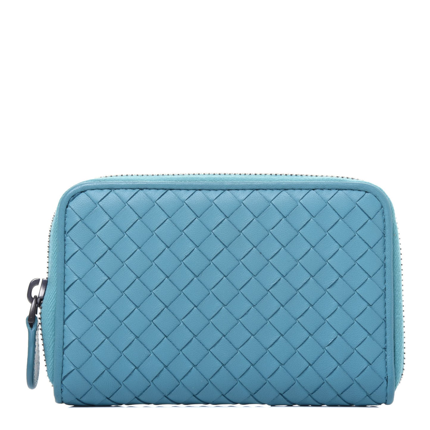 Nappa Intrecciato Zip Around Wallet Turquoise