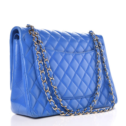 Chanel Lambskin Quilted Maxi Double Flap Blue 5 of 8