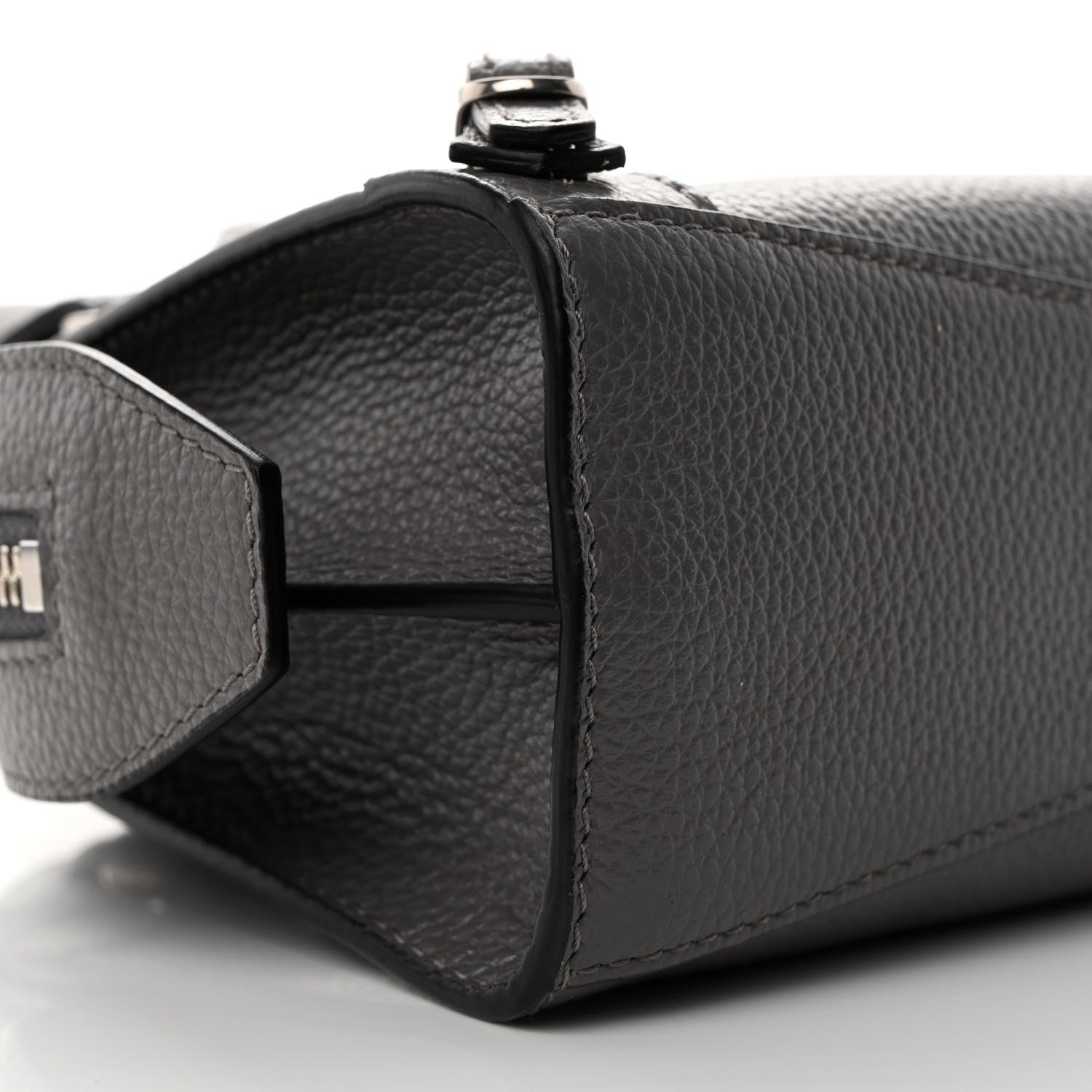 Balenciaga Grained Calfskin Neo Classic Silver Hardware Nano City Crossbody Dark Grey 8 of 9