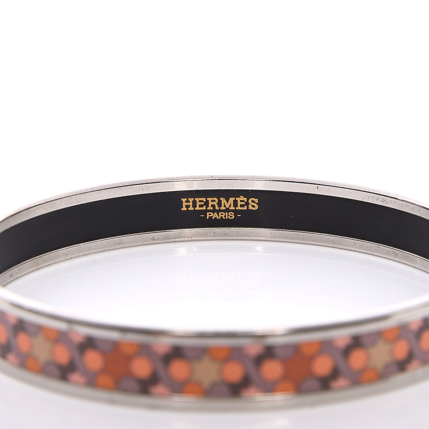Hermes Enamel Printed Narrow Rose de Compas Bracelet 70 4 of 5