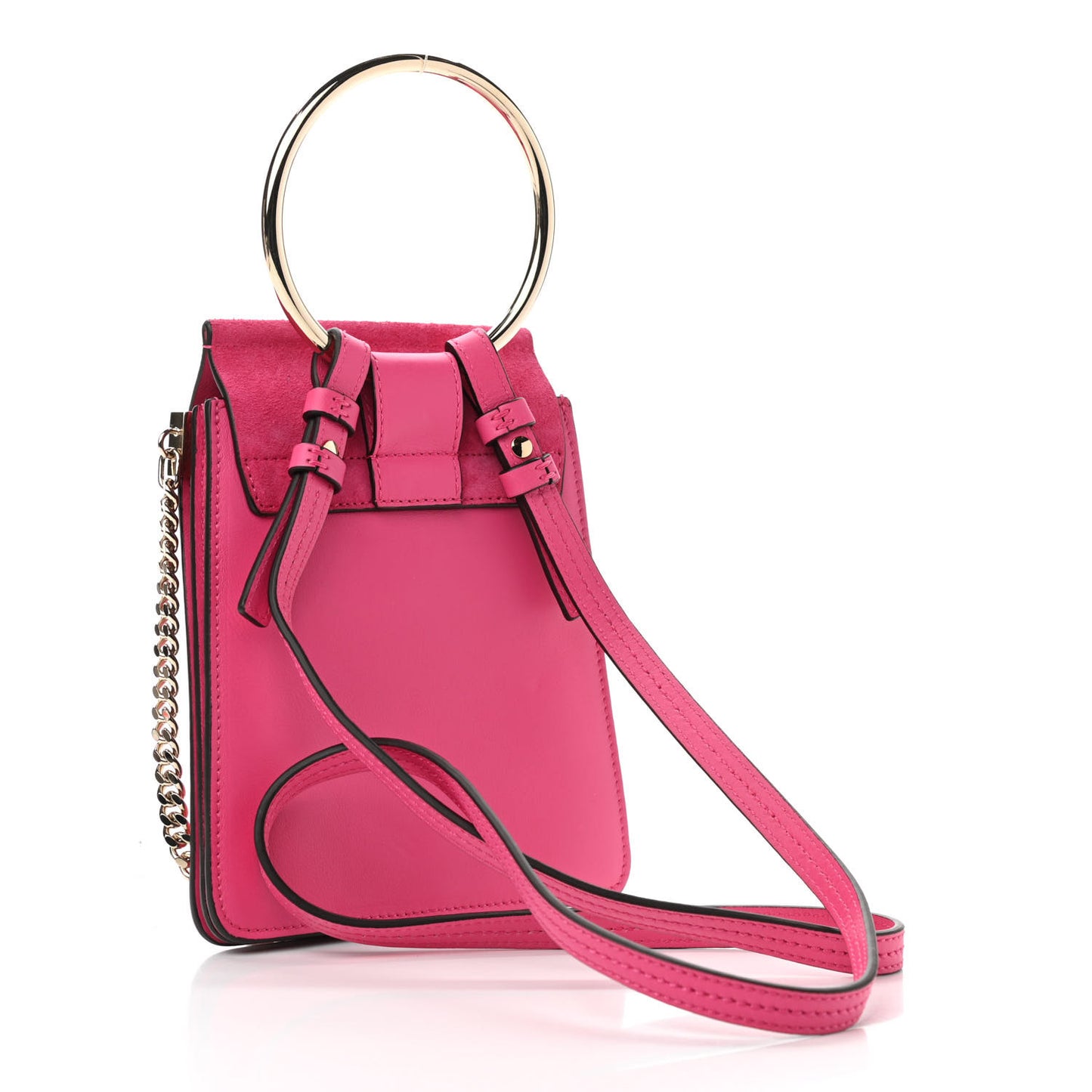 Suede Calfskin Mini Faye Bracelet Bag Fuchsia Rose