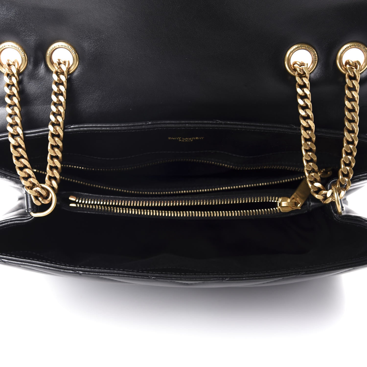 Saint Laurent Calfskin Y Quilted Monogram Medium Loulou Chain Satchel Black 5 of 11