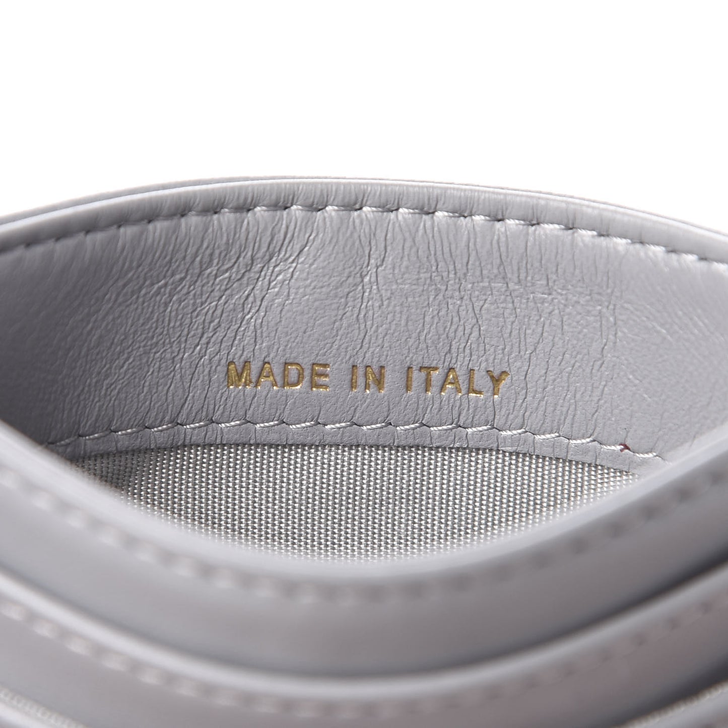 Lambskin Quilted Boy Card Holder Grey