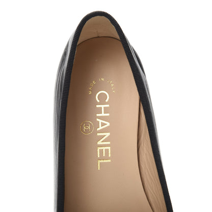 Chanel Lambskin Patent Cap Toe Ballerina Flats 37.5 Black 6 of 9