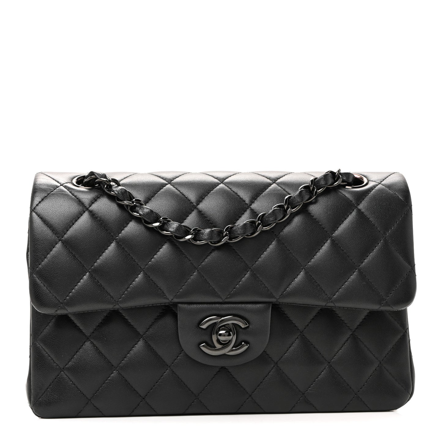 Lambskin Quilted Small Double Flap So Black