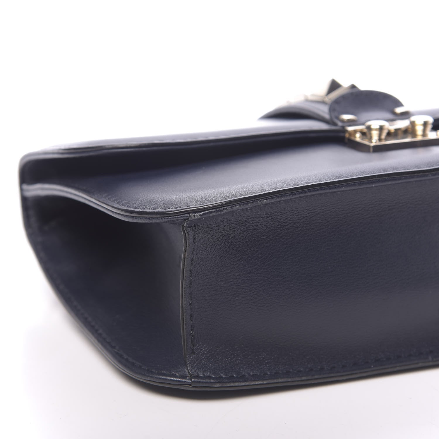 Valentino Garavani Vitello Medium Glam Lock Rockstud Flap Marine 9 of 12