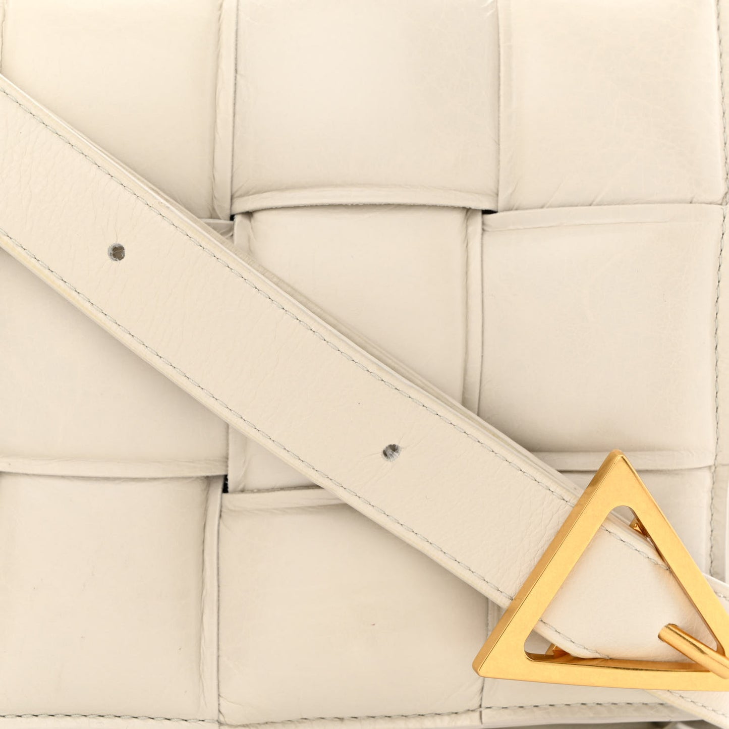 Paper Calfskin Maxi Intreccio Padded Cassette Crossbody Bag White