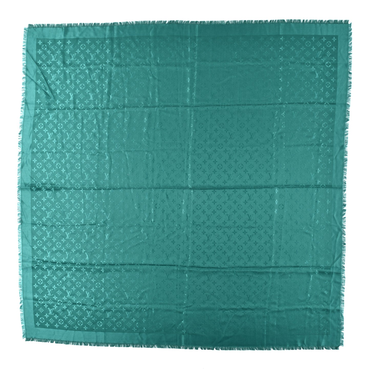 Wool Silk Monogram Shawl Green