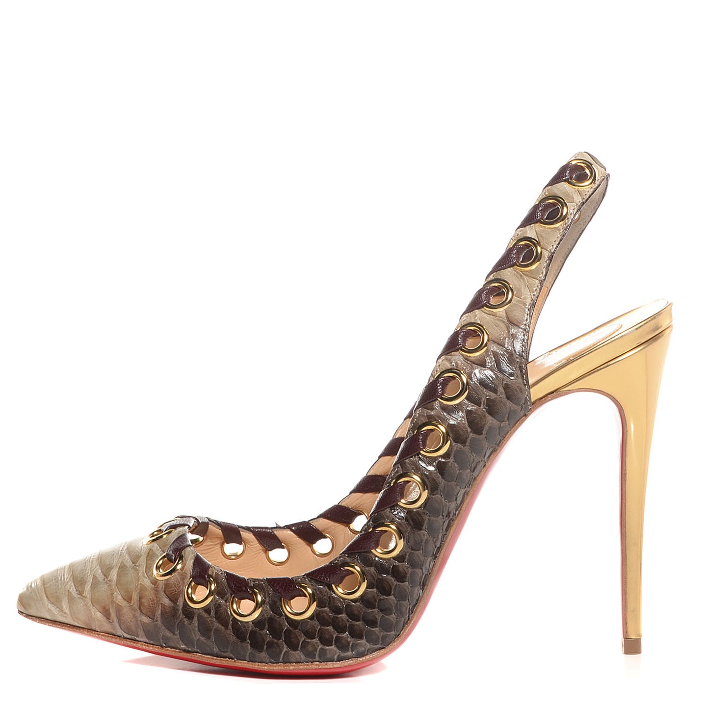 Snakeskin Ostri 100 Slingback Pumps 38.5 Natural