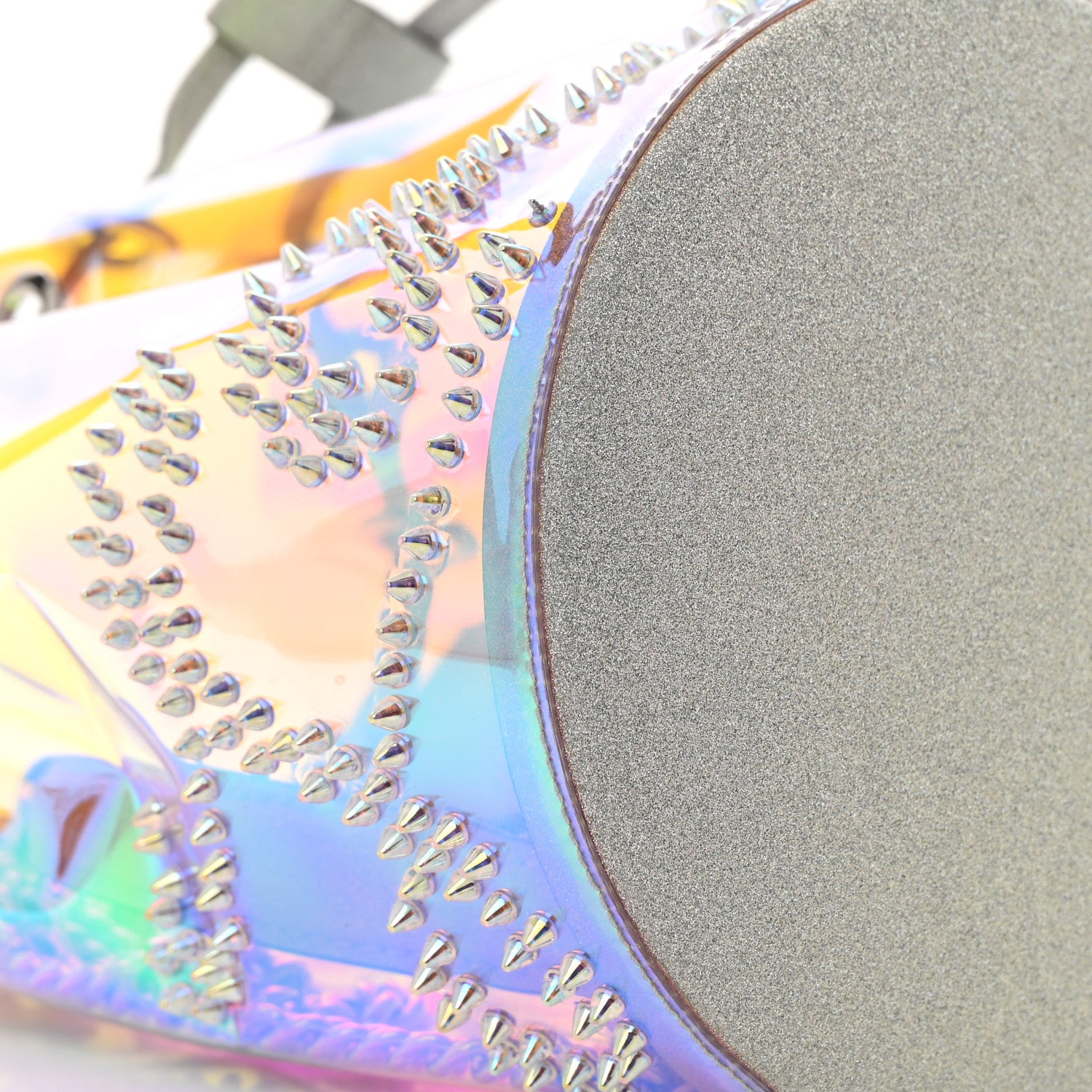 Christian Louboutin PVC Iridescent Marie Jane Studded Bucket Silver 8 of 12