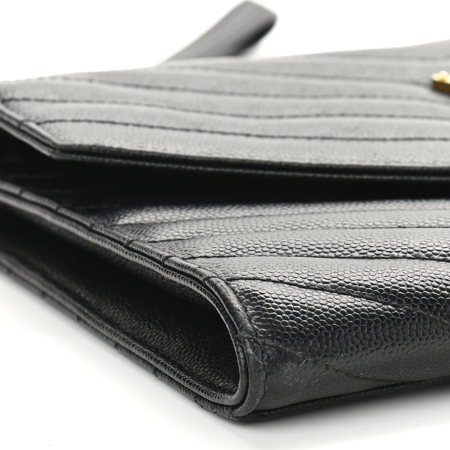Saint Laurent Grain De Poudre Matelasse Chevron Monogram Envelope Clutch Black 7 of 10