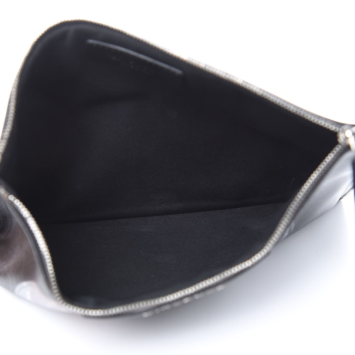 Textured Coated Canvas Madonna Print Large Cosmetic Pouch Black
