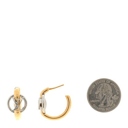 Louis Vuitton Metal My LV Dore PM Hoop Earrings Gold Silver 2 of 4