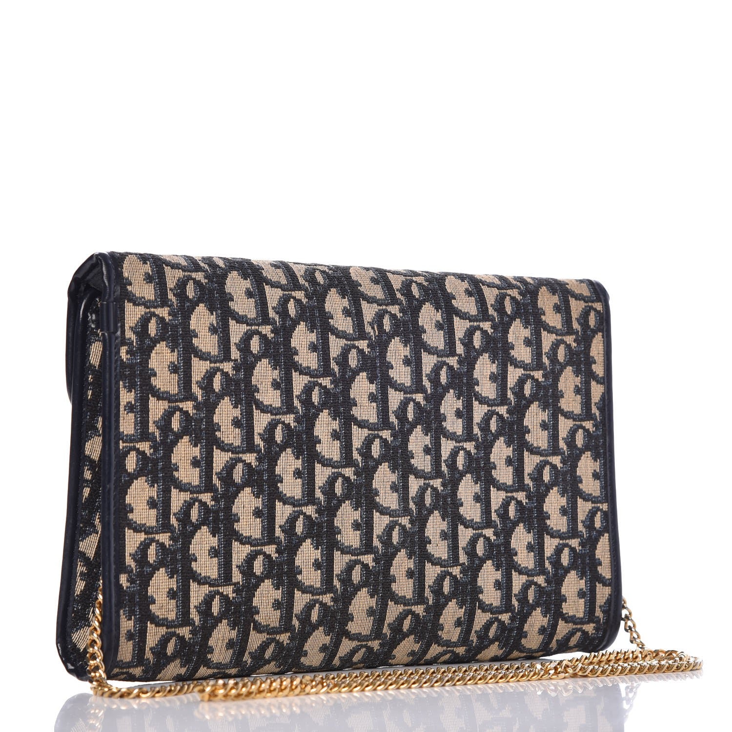 Christian Dior Monogram Chain Flap Navy Blue 3 of 9