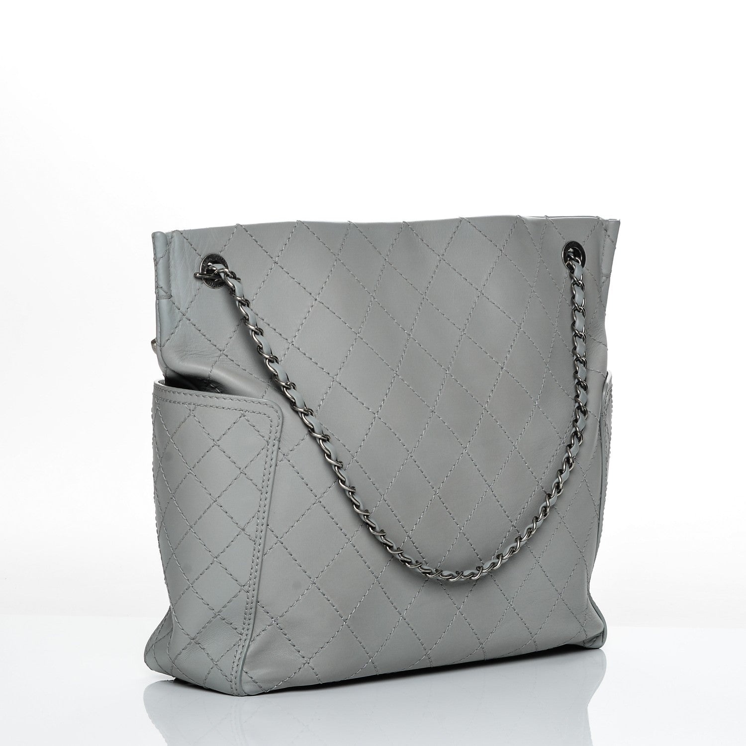 Chanel Calfskin Stitched CC Pocket Hobo Grey 3 of 7