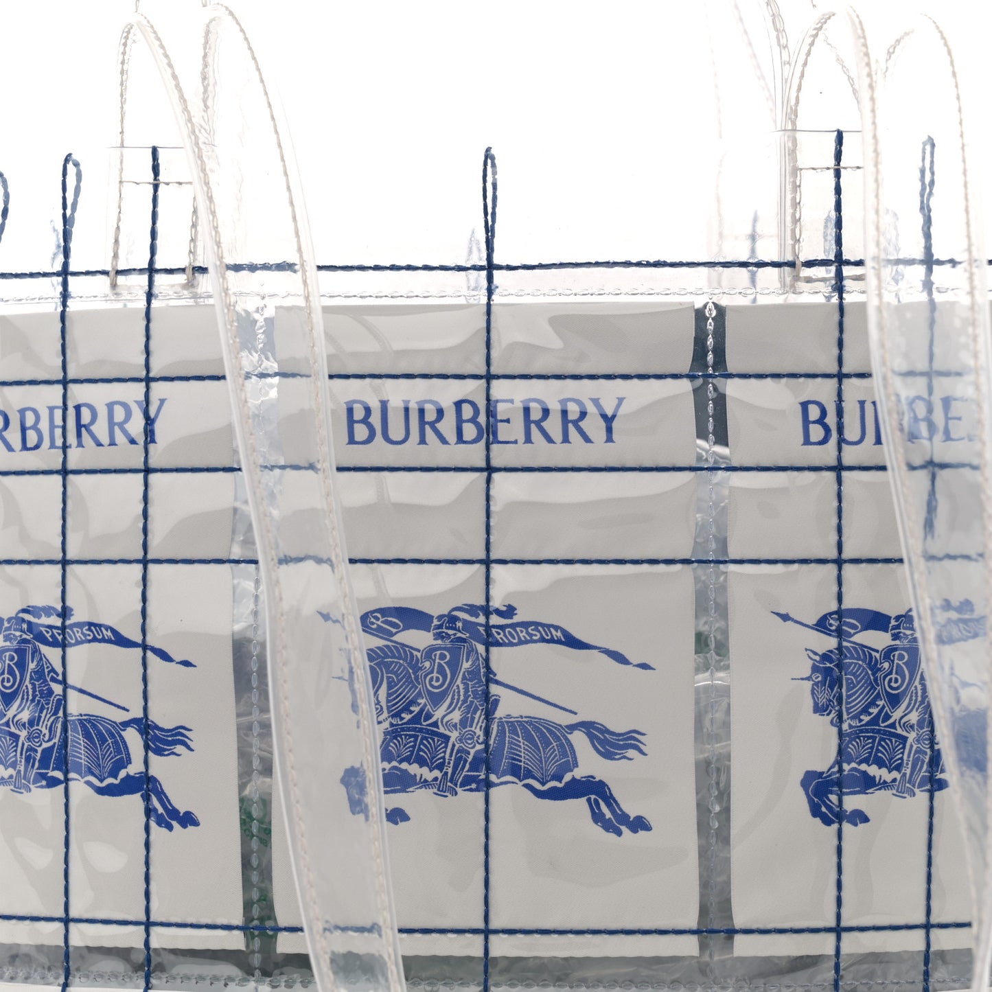 PVC Stitched EKD Label Shopping Bag White Blue