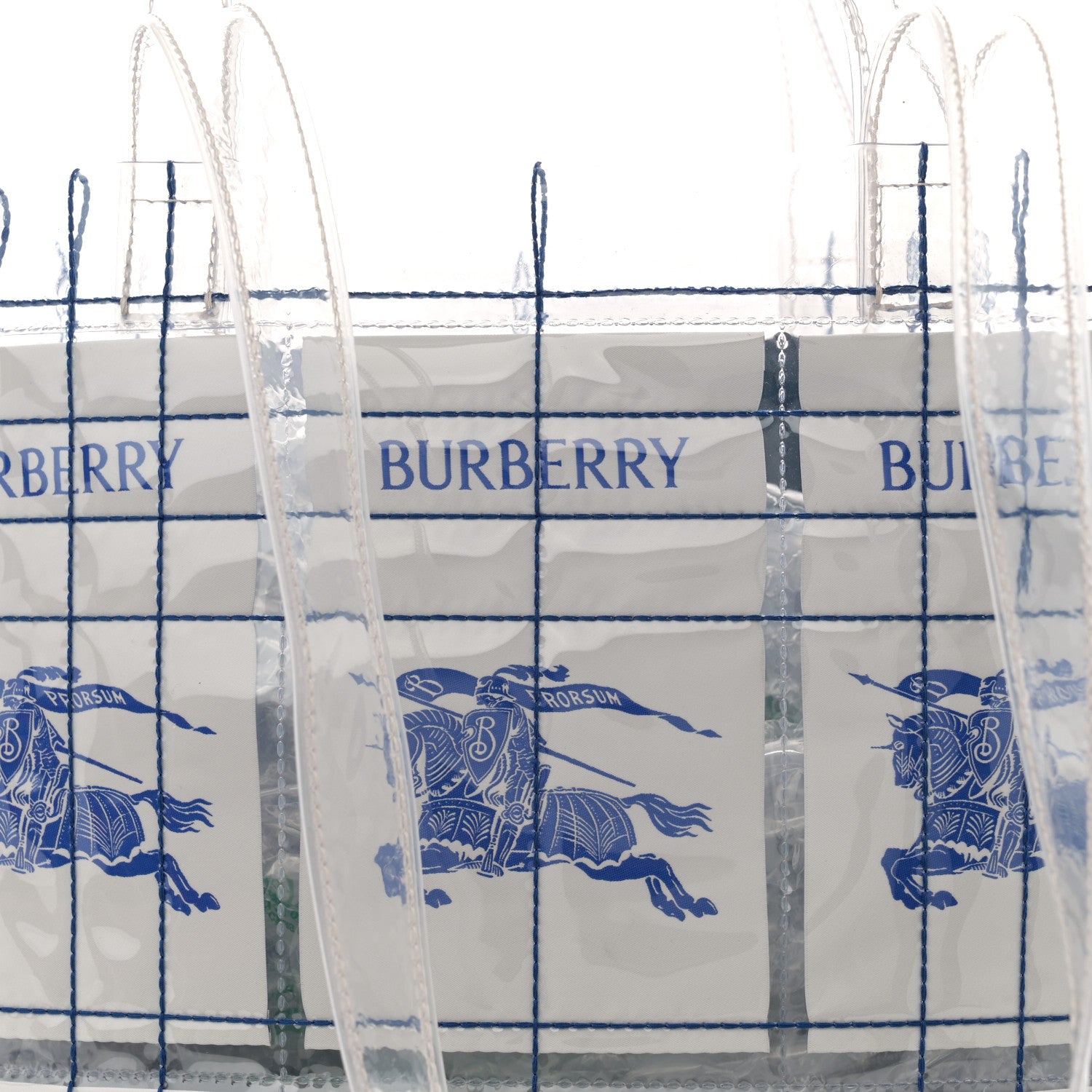 Burberry PVC Stitched EKD Label Shopping Bag White Blue 8 of 10