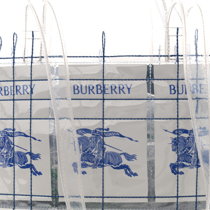 Burberry PVC Stitched EKD Label Shopping Bag White Blue 8 of 10