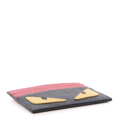 Fendi Vitello Elite Monster Eyes Card Holder Black Yellow Red 4 of 8
