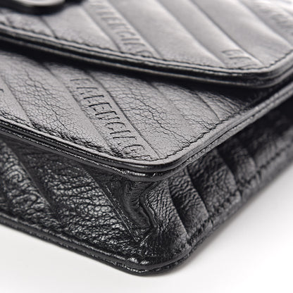Balenciaga Shiny Goatskin Logo Embossed Monochrome BB Wallet On Chain Black 12 of 12