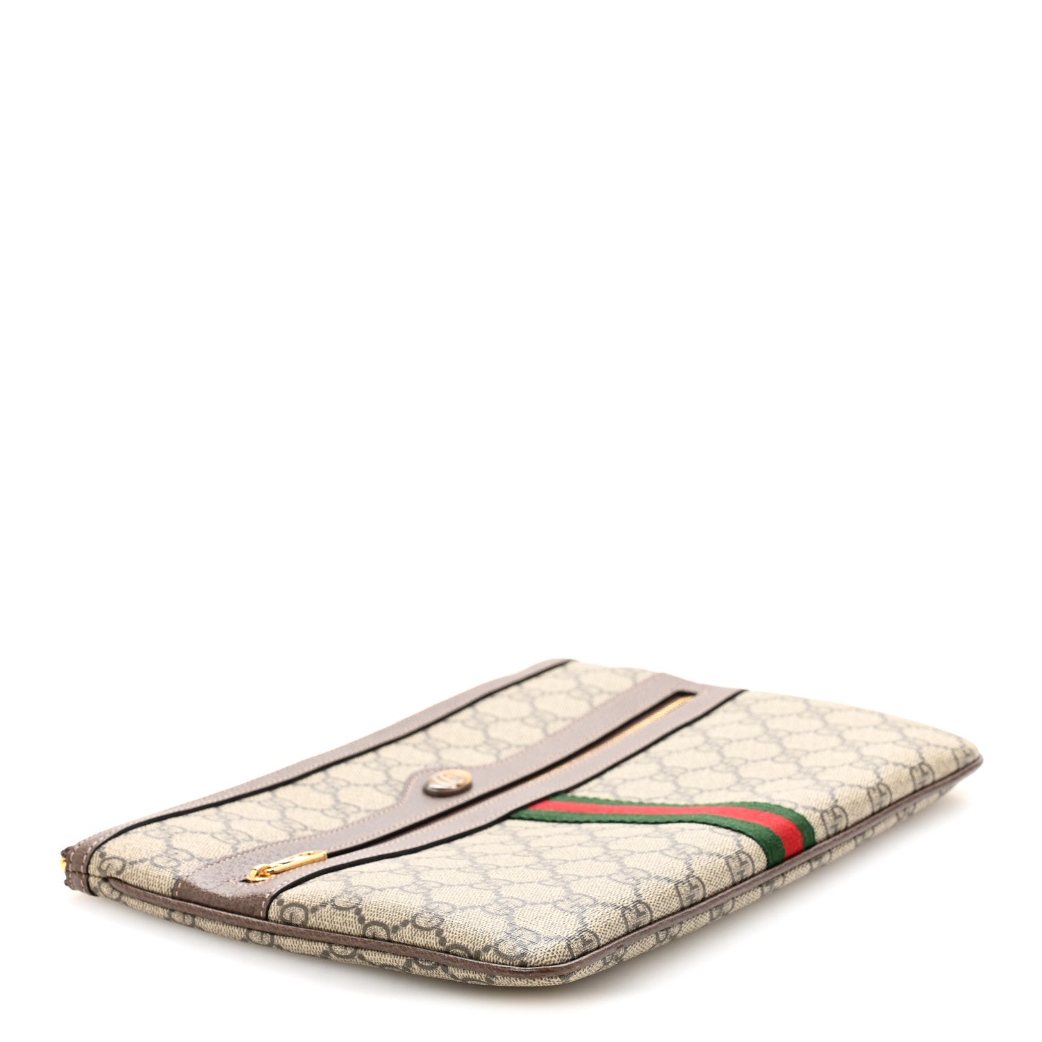 Gucci GG Supreme Monogram Large Ophidia Pouch Clutch Brown 4 of 9