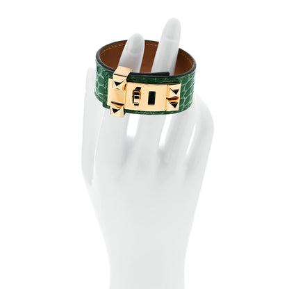 Hermes Shiny Alligator Collier De Chien CDC Bracelet T2 Vert Jade 2 of 6