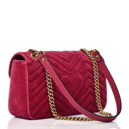 Gucci Velvet Matelasse Small GG Marmont Shoulder Bag Light Raspberry Rose 3 of 9