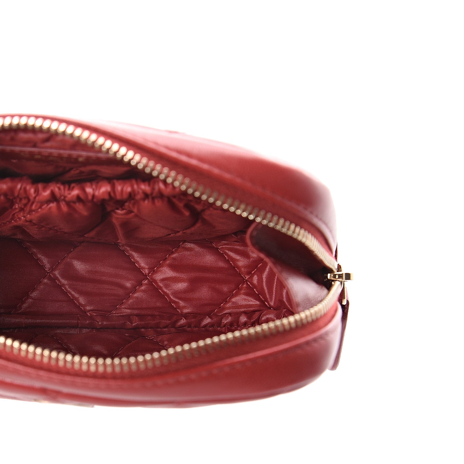 Chanel Lambskin Quilted Small Curvy Pouch Cosmetic Case Red 4 of 7