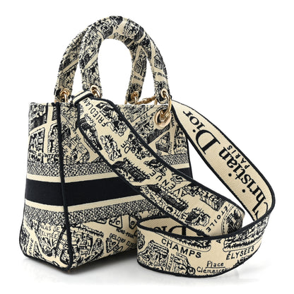 Christian Dior Canvas Embroidered Medium Plan de Paris Lady D-Lite Beige Black 3 of 9