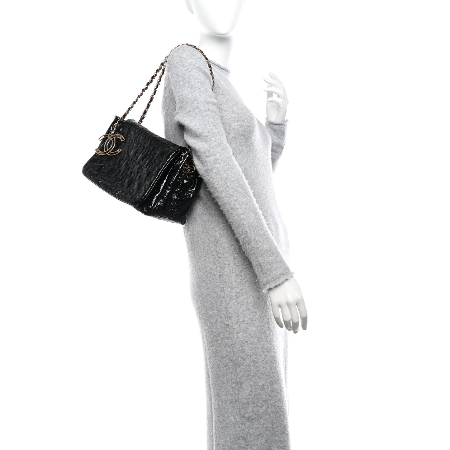 Patent Puzzle Accordion Flap Bag Black
