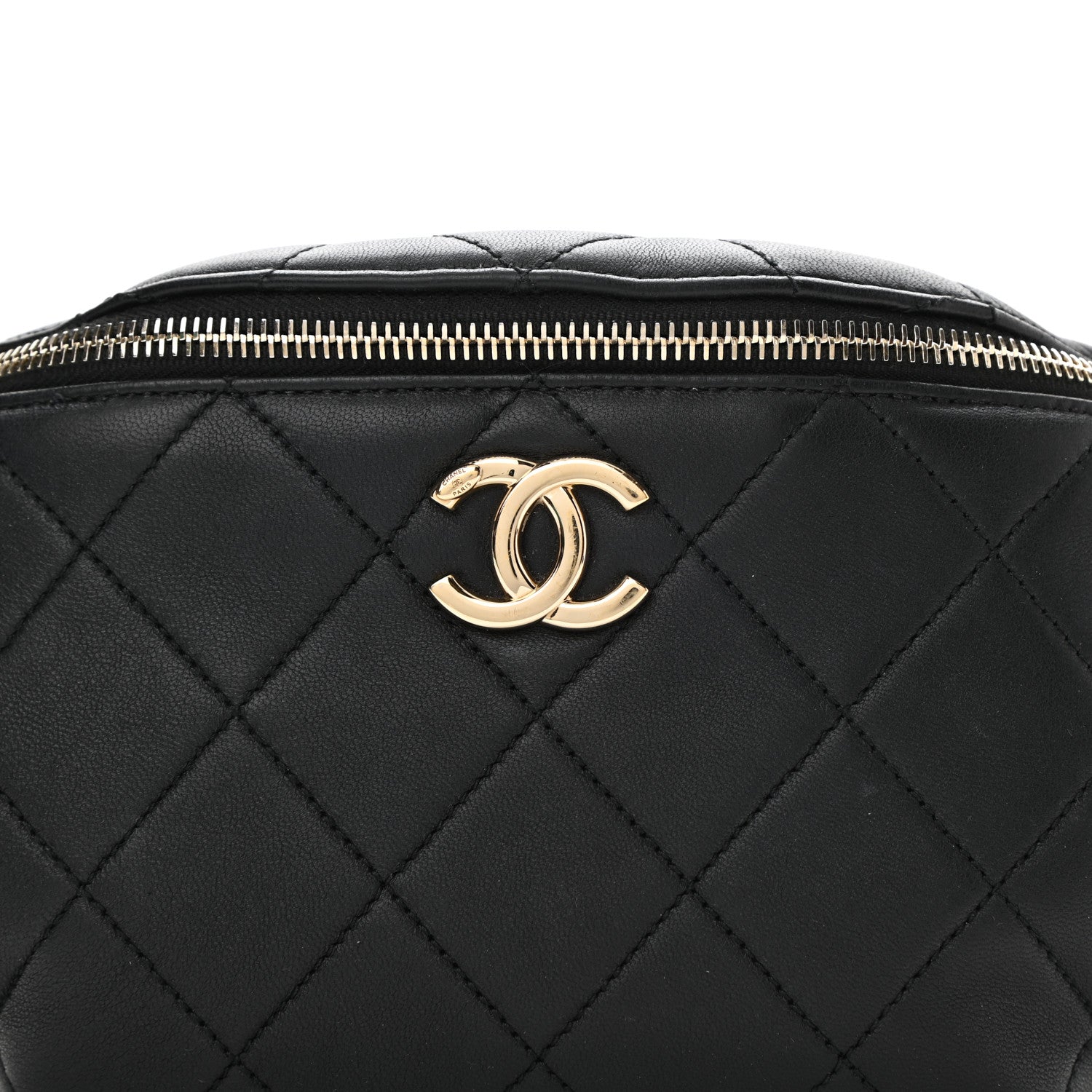 Chanel Lambskin Quilted Resin Bi-Color Waist Bag Fanny Pack Black 8 of 10