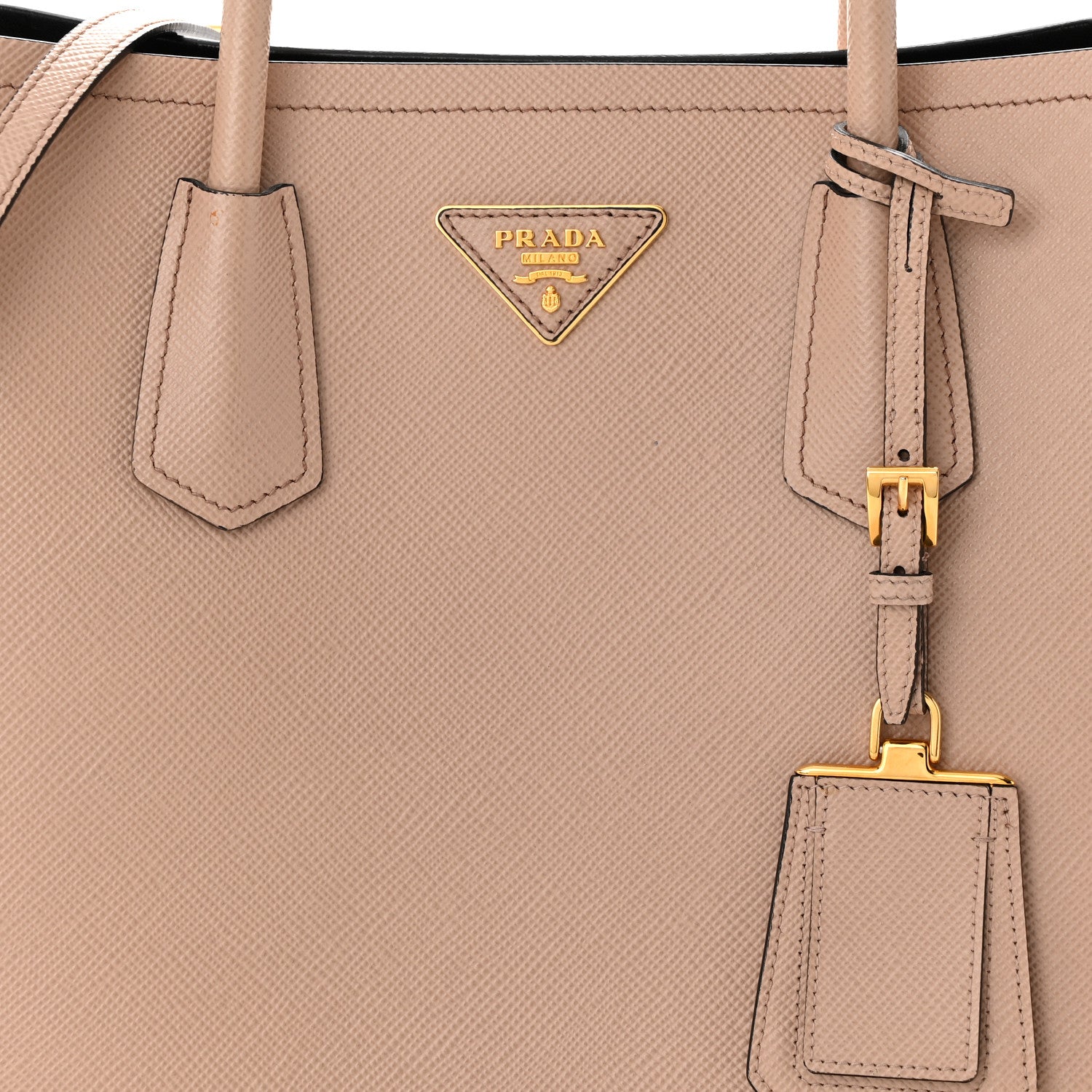 Prada Saffiano Cuir Small Double Bag Cammeo Black 7 of 12