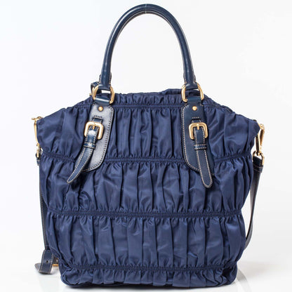 Prada Tessuto Nylon Gaufre Tote Blue 5 of 10