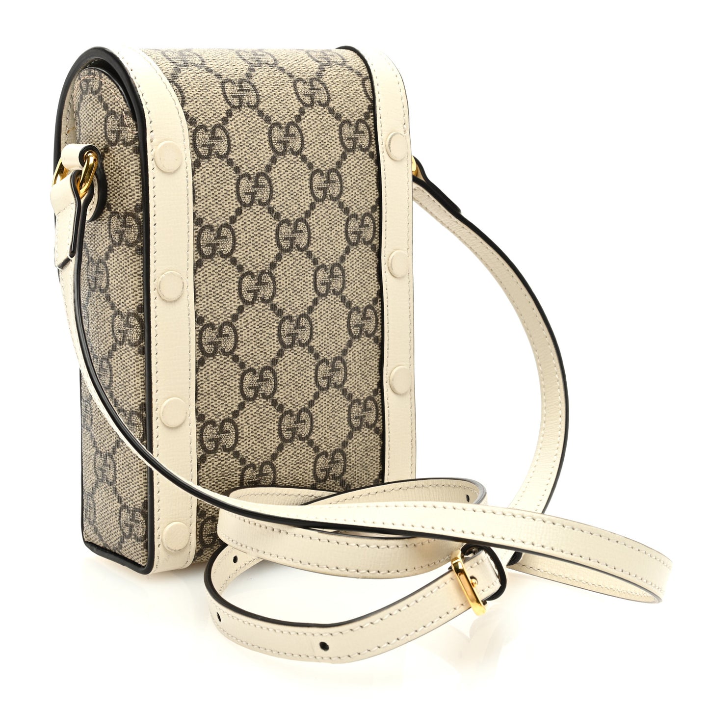 GG Supreme Monogram Azalea Calfskin Mini Horsebit 1955 Crossbody Bag Beige Ebony Mystic White
