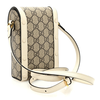 Gucci GG Supreme Monogram Azalea Calfskin Mini Horsebit 1955 Crossbody Bag Beige Ebony Mystic White 3 of 9