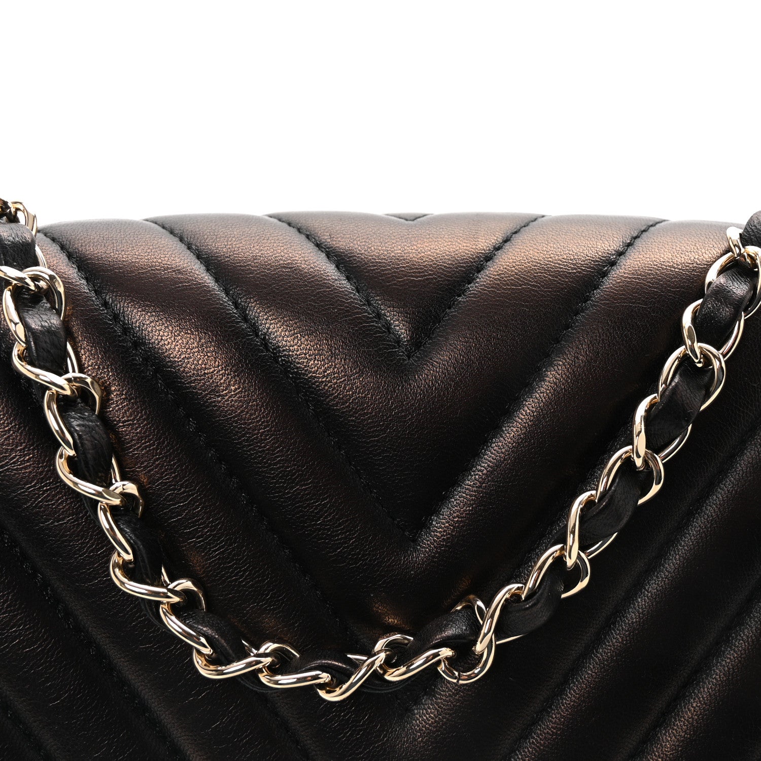 Chanel Iridescent Lambskin Surpique Chevron Medium Flap Black 8 of 11