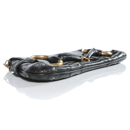 Gucci Python Studded Large Horsebit Chain Clutch Black 4 of 7