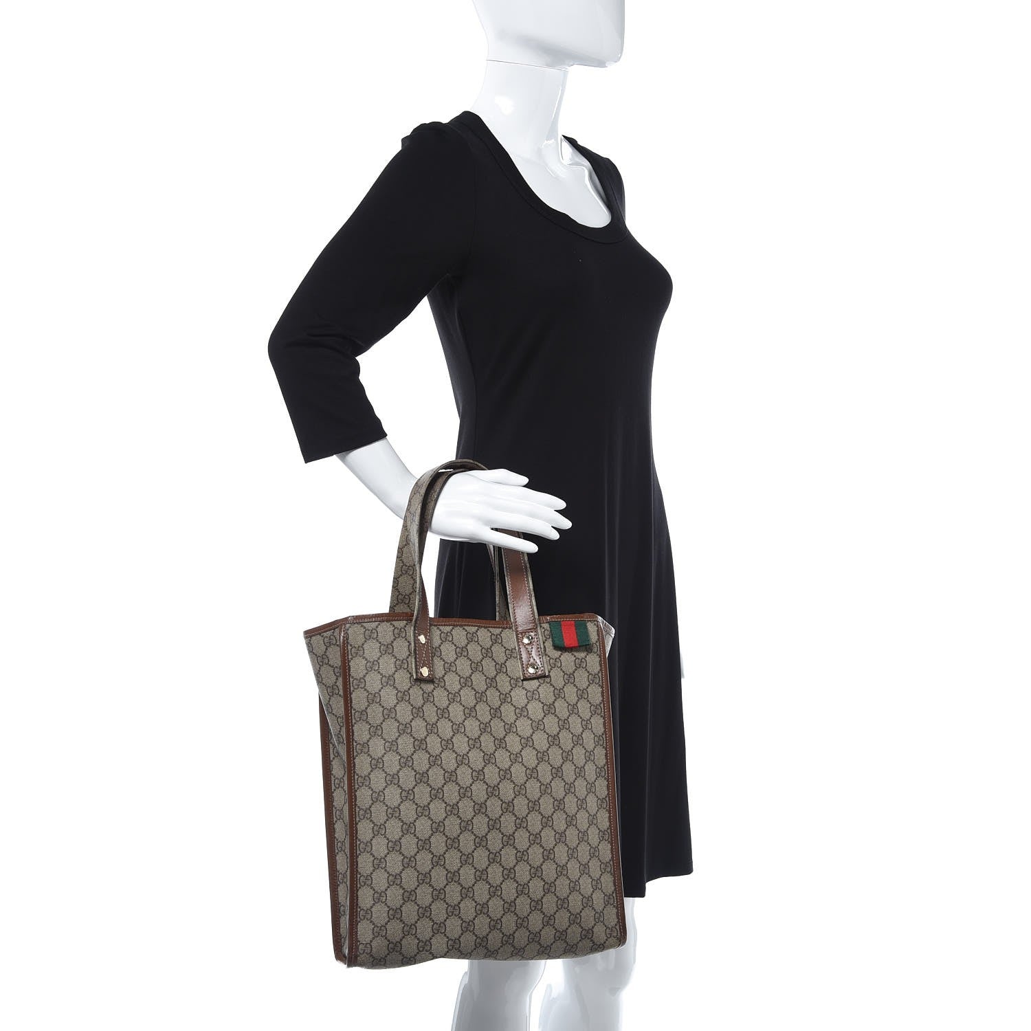 Gucci GG Plus Monogram Small Signature Web Loop Vertical Tote Light Brown 2 of 16