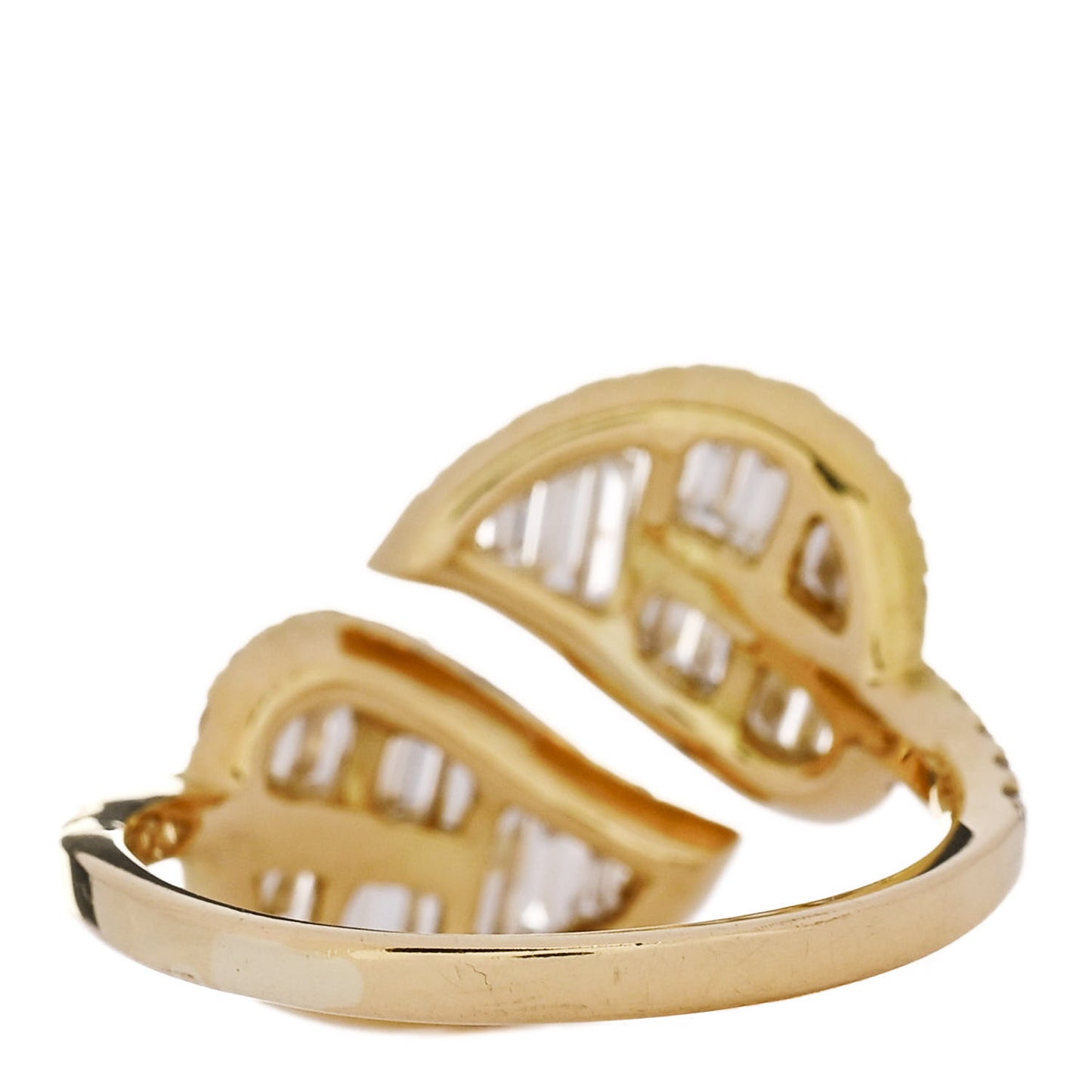 18K Yellow Gold Diamond Medium Palm Leaf Ring 53 6.5